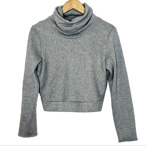 Alo Yoga Haze Long Sleeve Funnel Neck Cropped Sweatshirt Gray Size M